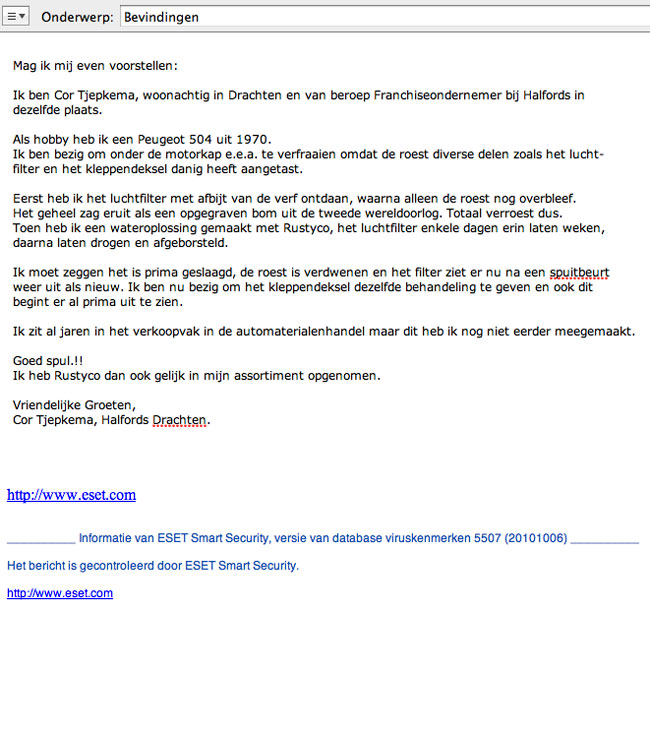 Email van Halford Drachten